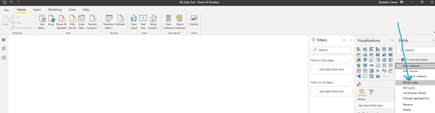 Screenshot for how to refresh the data in Power BI